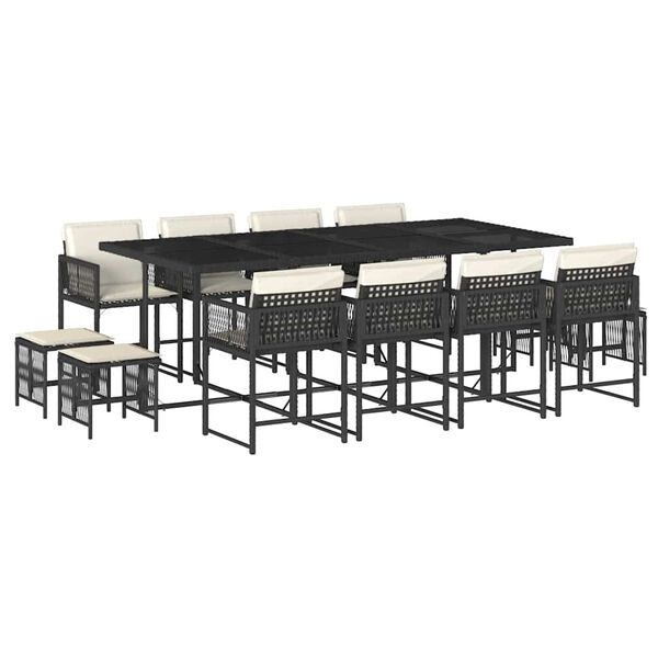 vidaXL 13-dielna z&aacute;hr. jed&aacute;lensk&aacute; s&uacute;prava s vank&uacute;&scaron;mi čierna polyratan