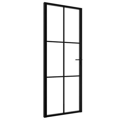 vidaXL Interiérové dvere, ESG sklo a hliník 76x201,5 cm, čierne