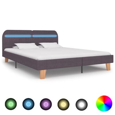 vidaXL Rám postele s LED svetlom hnedosivý látkový 180x200 cm
