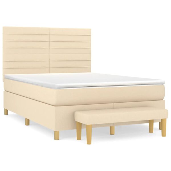 vidaXL Boxspring posteľ s matracom kr&eacute;mov&yacute; 140x190 cm l&aacute;tka