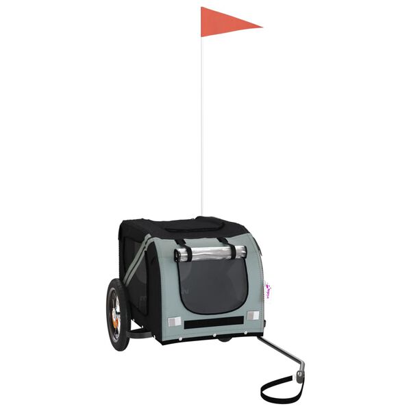 vidaXL Cyklovozík pre zvieratá, sivo čierny, oxfordská látka, železo