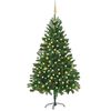vidaXL Osvetlen&yacute; umel&yacute; vianočn&yacute; stromček s guľami 210 cm, zelen&yacute;