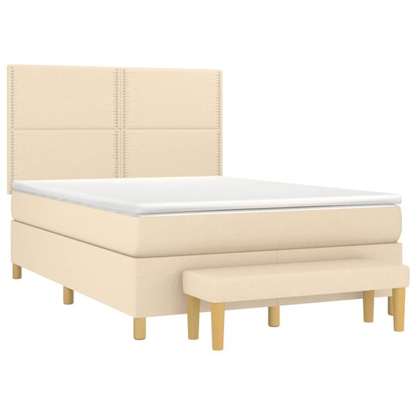 vidaXL Boxspring posteľ s matracom kr&eacute;mov&yacute; 140x190 cm l&aacute;tka