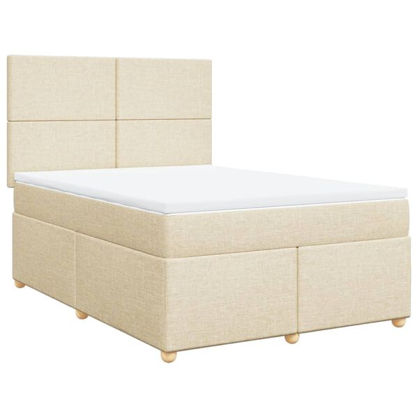 vidaXL Boxspring posteľ s matracom kr&eacute;mov&yacute; 140x190 cm l&aacute;tka