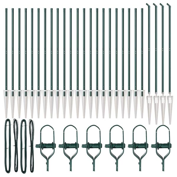 vidaXL Stĺp na plot. Iný 26 pcs Sivá 3,2 x 3,2 x 140 cm Oceľ