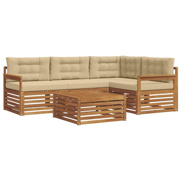 vidaXL Z&aacute;hradn&aacute; s&uacute;prava gaučov s vank&uacute;&scaron;om 5 pcs Pr&iacute;rodn&aacute; a b&eacute;žov&aacute;