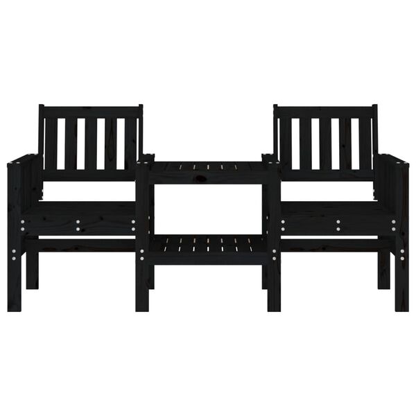 vidaXL Záhradná lavica so stolom 2-miestna čierna masívna borovica