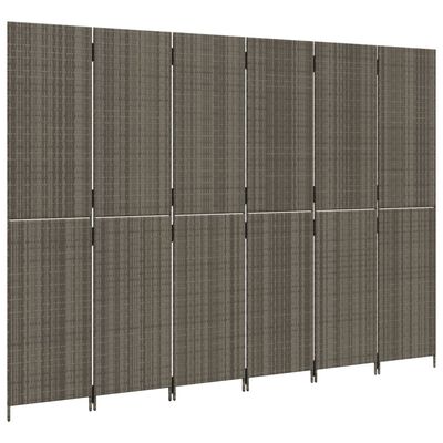 vidaXL Paraván 6 panelov sivý polyratan