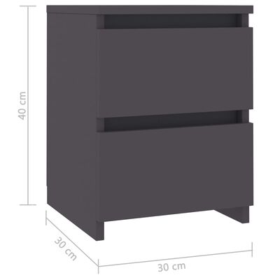 vidaXL Nočné stolíky 2 ks sivé 30x30x40 cm drevotrieska