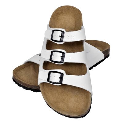 vidaXL Dámske bio korkové sandále s 3 sponami, biele, veľkosť 41