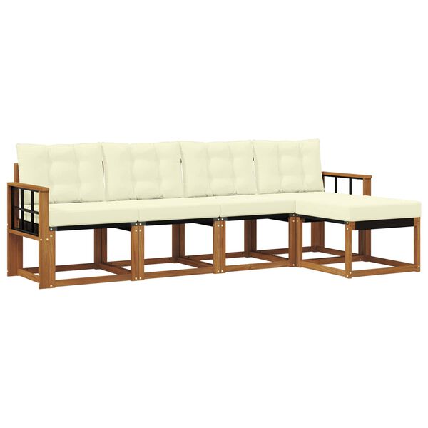 vidaXL Z&aacute;hradn&aacute; s&uacute;prava gaučov s vank&uacute;&scaron;om 5 pcs Pr&iacute;rodn&aacute; a kr&eacute;mov&aacute;