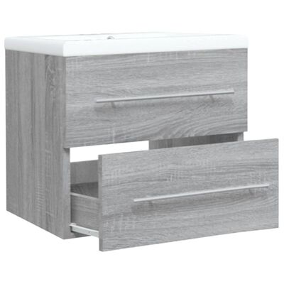 VidaXL Umývadlová skrinka so vstavaným umývadlom sivá sonoma drevo