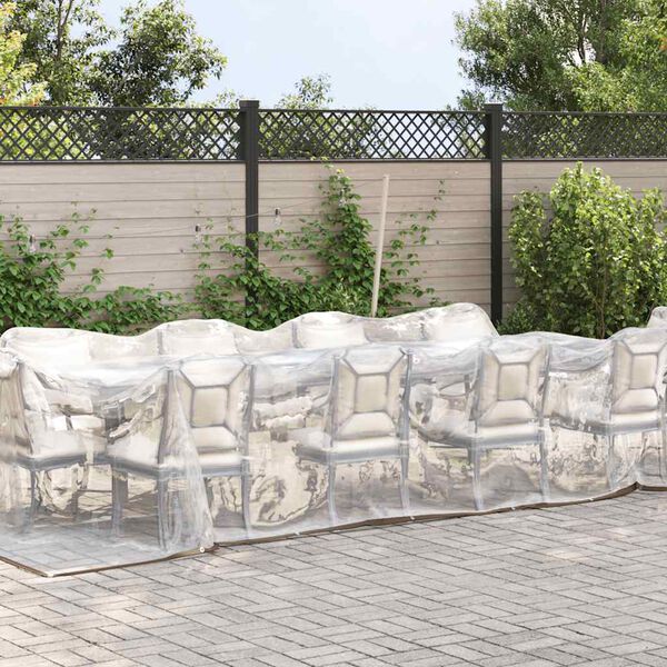 vidaXL Priehľadná plachta s okami 3x12 m Polyetylén