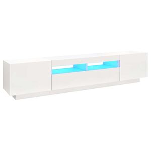 vidaXL TV skrinka s LED svetlami biela 200x35x40 cm