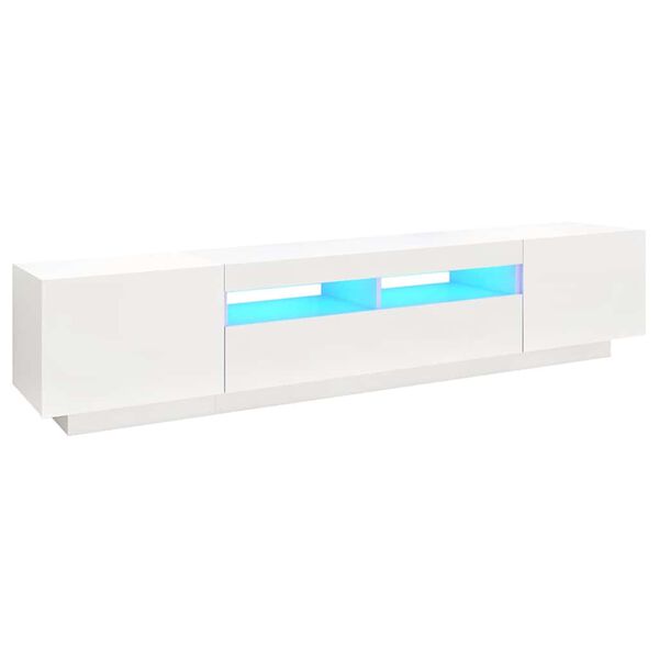 vidaXL TV skrinka s LED svetlami biela 200x35x40 cm
