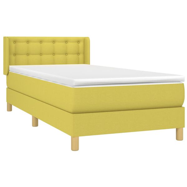 vidaXL Posteľn&yacute; r&aacute;m boxspring s matracom zelen&yacute; 90x200 cm l&aacute;tka