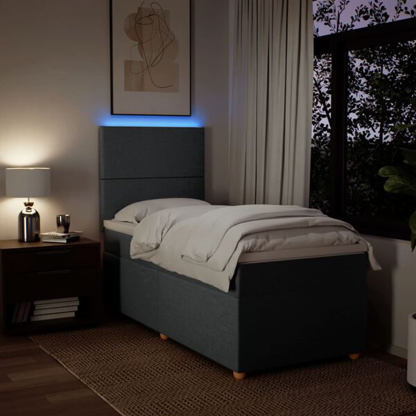 vidaXL Boxspring posteľ s matracom tmavosiv&aacute; 90x200 cm l&aacute;tka