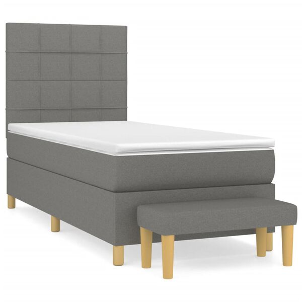 vidaXL Boxspring posteľ s matracom tmavosiv&aacute; 90x200 cm l&aacute;tka