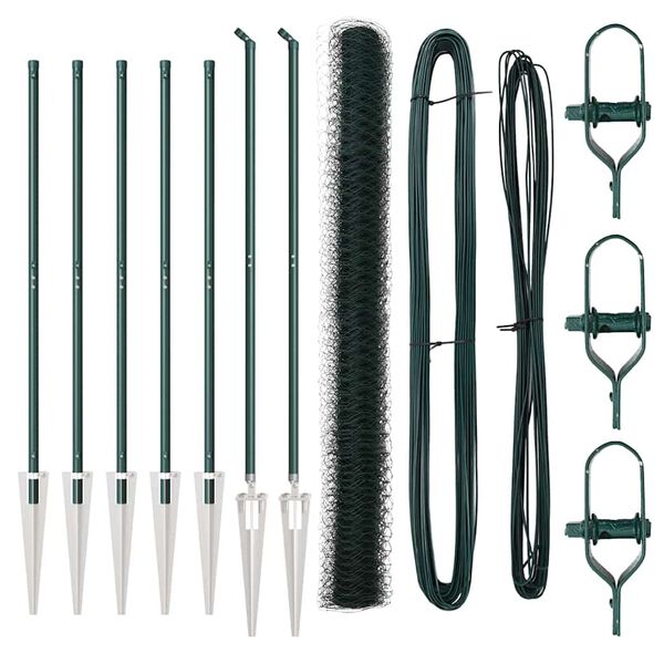 vidaXL Stĺp na plot. Zelen&aacute; 10 x 1,6 m (36 mm sieť) Ocel a PVC