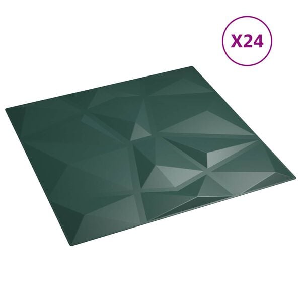 vidaXL N&aacute;stenn&eacute; panely 24 pcs Zelen&aacute; 50 x 50 cm XPS Pena