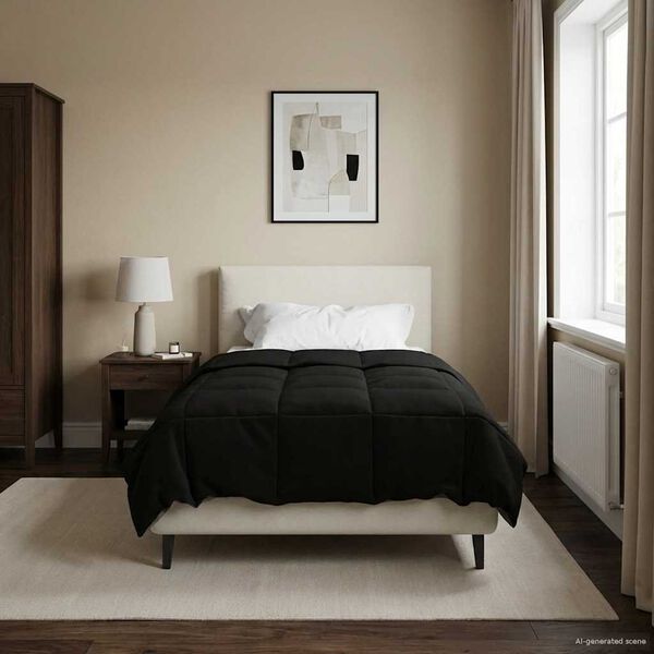 vidaXL Prikr&yacute;vka na cel&yacute; rok &Scaron;nurovan&yacute; Čierna 155 x 200 cm Mikrovl&aacute;kno