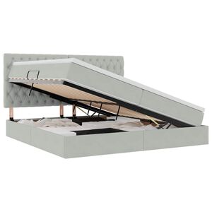 vidaXL Postel s &uacute;ložn&yacute;m prostorem a LED svetlom s LED Svetlosiv&aacute; Zamat