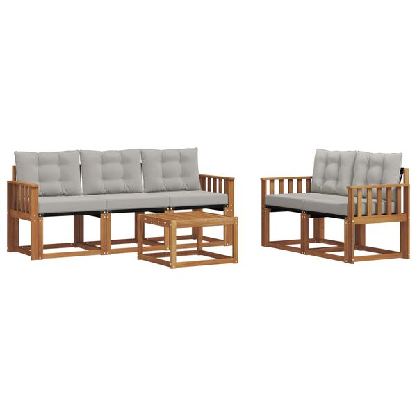 vidaXL Z&aacute;hradn&aacute; s&uacute;prava gaučov s vank&uacute;&scaron;om 6 pcs Pr&iacute;rodn&aacute; a svetlosiv&aacute;