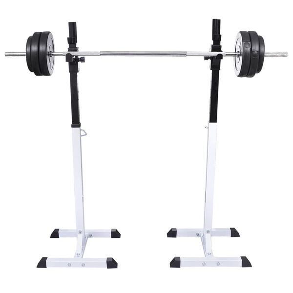 vidaXL Stojan na drepy so sadou činiek barbell a dumbbell 30,5 kg