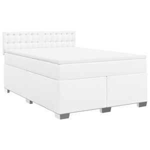 vidaXL Boxspring posteľ s matracom biely 140x190 cm umel&aacute; koža