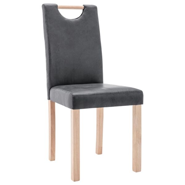 vidaXL Jed&aacute;lensk&eacute; stoličky 4 ks siv&eacute; umel&aacute; semi&scaron;ov&aacute; koža