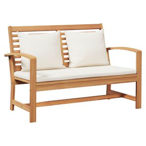 vidaXL lavička Hned&aacute; a smotanov&aacute; 110 x 66 x 76 cm Hust&eacute; teakov&eacute; drevo