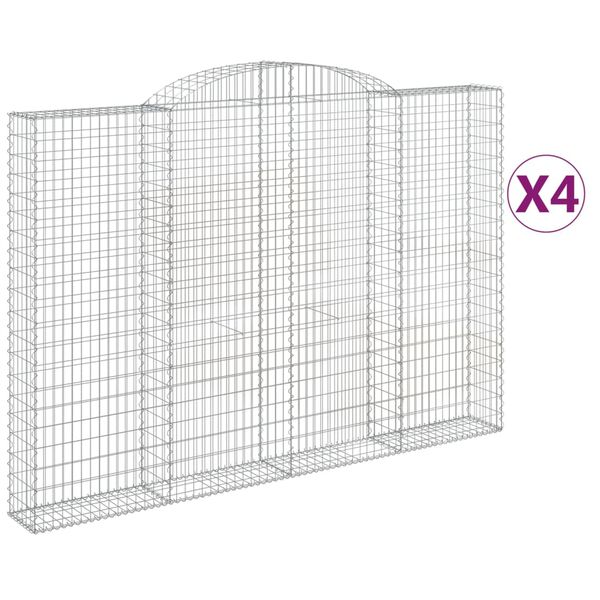 vidaXL Obl&uacute;kov&eacute; gabionov&eacute; ko&scaron;e 4ks 300x30x200/220cm pozinkovan&eacute; železo