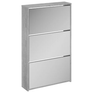 vidaXL Botn&iacute;k so zrkadlom 3-poschodov&yacute; siv&yacute; sonoma 63x17x102,5cm