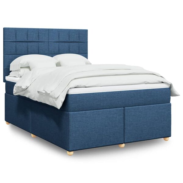 vidaXL Posteľný rám boxspring s matracom modrý 140x200 cm látka