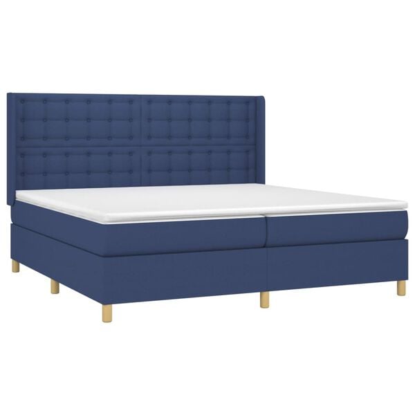 vidaXL Boxspring posteľ s matracom modr&aacute; 200x200 cm l&aacute;tka