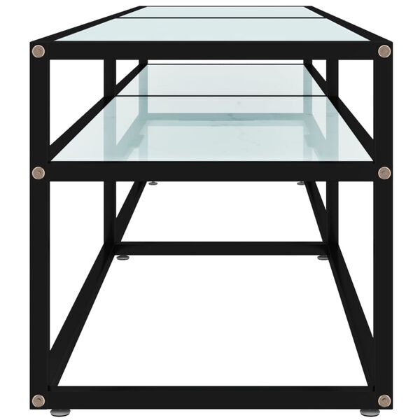 vidaXL TV stolík biely mramorový 160x40x40,5 cm tvrdené sklo