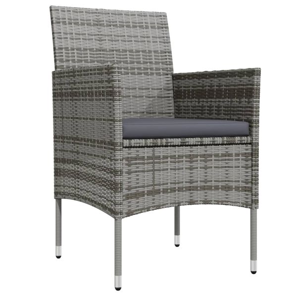 vidaXL 3-dielna záhradná jedálenská súprava so sedákmi sivá a čierna