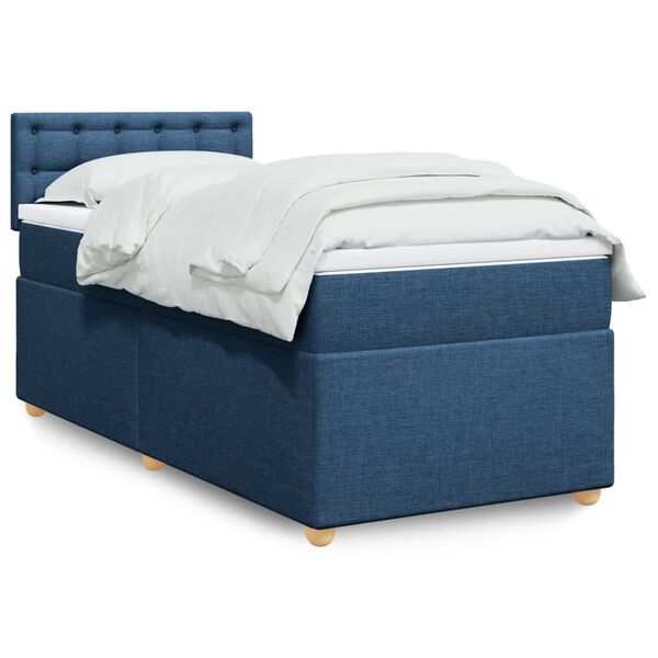 vidaXL Boxspring posteľ s matracom modr&aacute; 100x200 cm l&aacute;tka