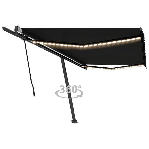 vidaXL Ručne zaťahovacia markíza s LED 500x300 cm antracitová