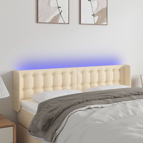 vidaXL Čelo postele s LED kr&eacute;mov&eacute; 147x16x78/88 cm l&aacute;tka