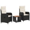 vidaXL Z&aacute;hradn&yacute; lounge set 3 ks Čierna a kr&eacute;mov&aacute; biela