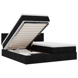 vidaXL Osmansk&yacute; r&aacute;m postele s matracmi čierna 160x200 cm l&aacute;tka