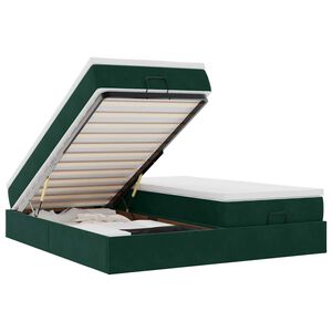 vidaXL Osmansk&yacute; r&aacute;m postele s matracom tmavozelen&aacute; 180x200 cm zamat