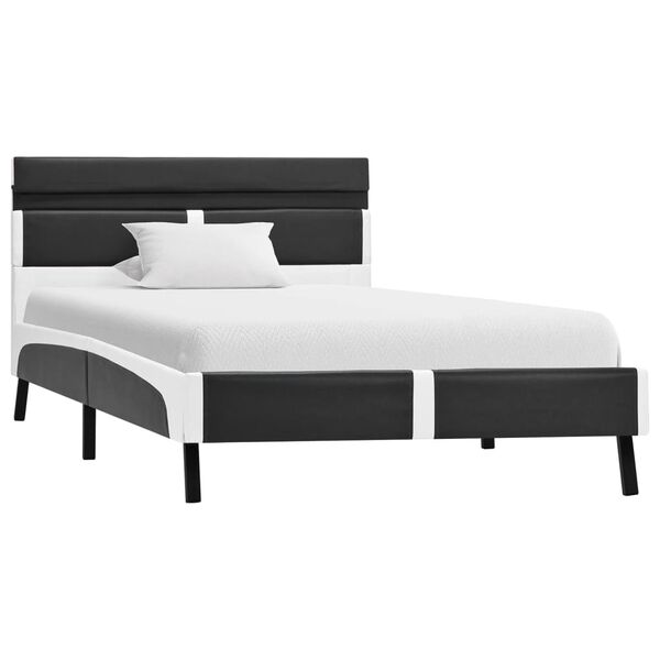 vidaXL Posteľn&yacute; r&aacute;m s LED, siv&yacute;, umel&aacute; koža 90x200 cm