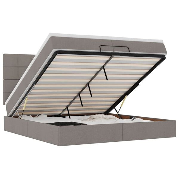 vidaXL Osmansk&yacute; r&aacute;m postele s matracmi sivohned&aacute; 200x200 cm l&aacute;tka