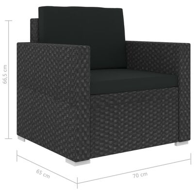 vidaXL 11-dielna záhradná sedacia súprava+podložky, polyratan, čierna