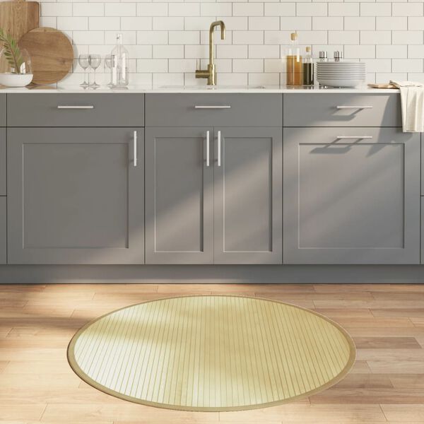 vidaXL Koberec okrúhly bledý prírodný 100 cm bambus