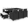 vidaXL 11-dielna vonkajšia jedálenská súprava s vankúšmi polyratan čierna