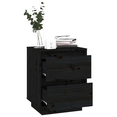 vidaXL Nočný stolík čierny 40x35x50 cm masívne borovicové drevo