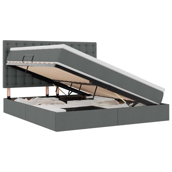 vidaXL Postel s &uacute;ložn&yacute;m prostorem a matrac&iacute; Tmavo &scaron;ed&aacute; 180 x 200 cm